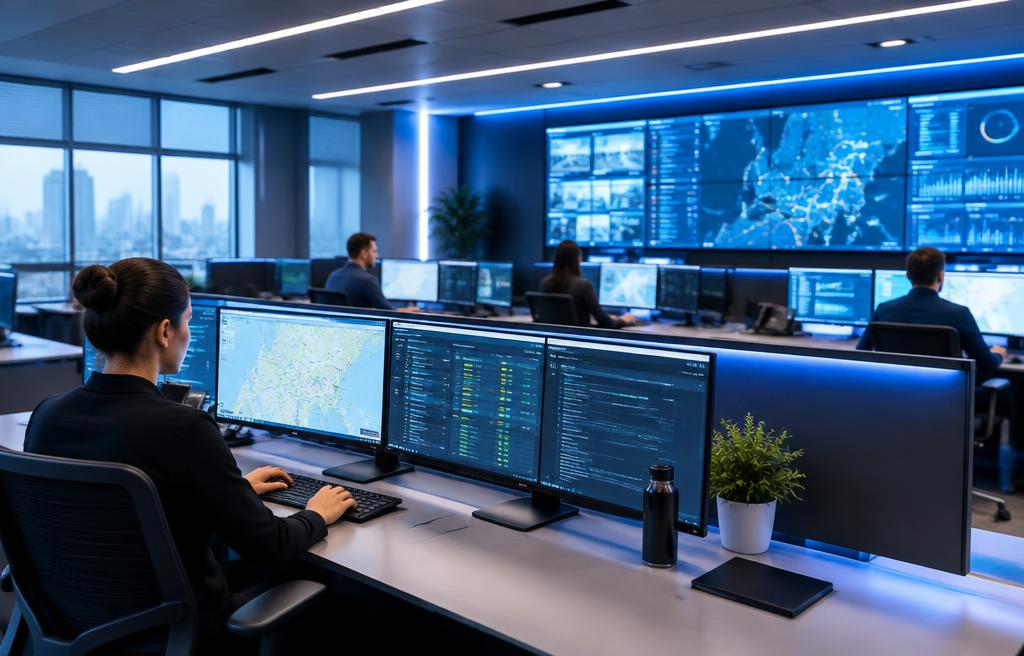 HVAC office operations team coordinating work across multiple dispatch screens